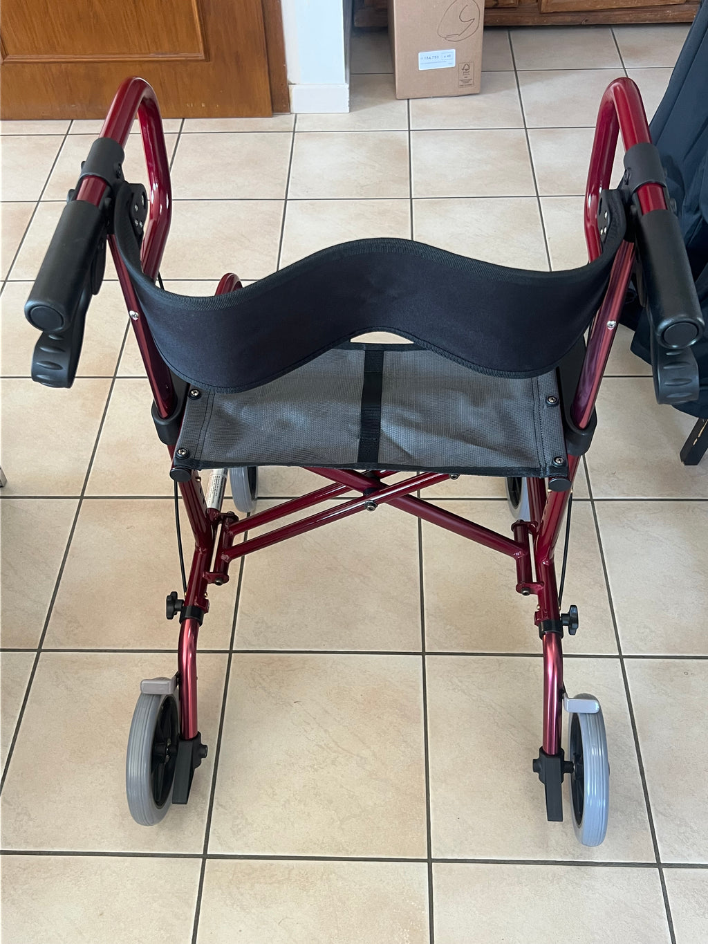 Rollator/chaise roulante, pliable, rouge, Diamond Deluxe