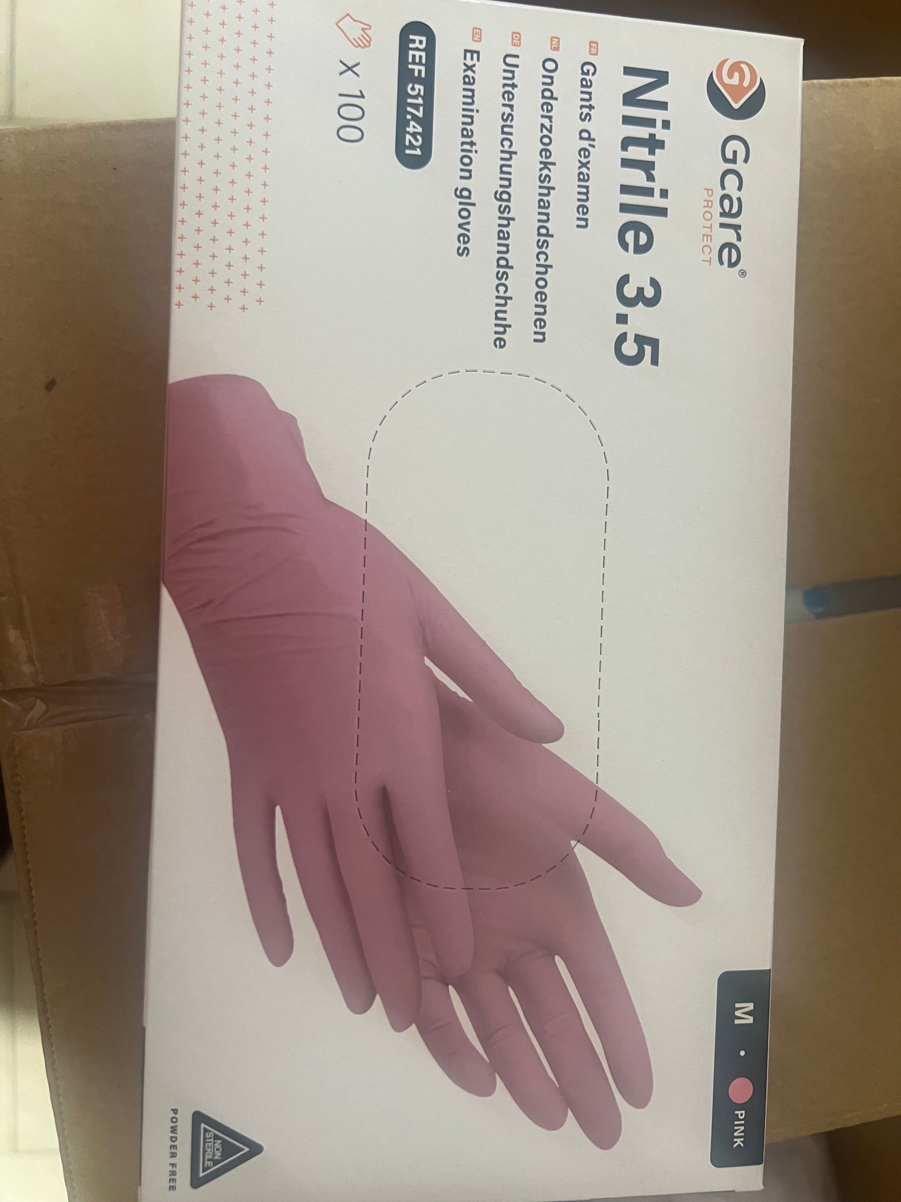 Gants d'Examen en Nitrile Rose  – Non Poudrés