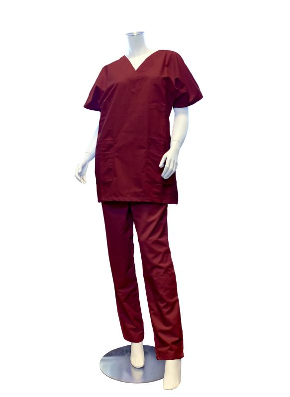 Blouse Médicale Bordeaux – Marinière Unisexe